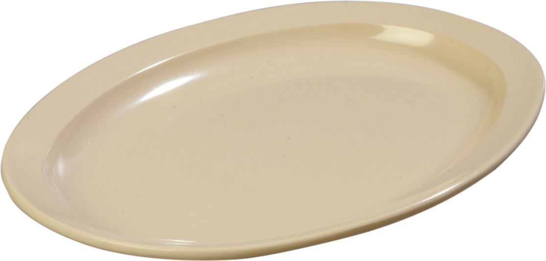 Carlisle Foodservice Products Kingline Plastic Oval Platter Oval Tray For Home And Restaurant, Melamine, 13.5 Inches, Tan, (Pack