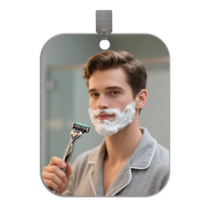 Shower Mirror Fogless for Shaving, Bathroom Accessories No Fog Shaving Mirror, 9.5x7.5 Anti Fog Makeup Small Mirror Travel Campi