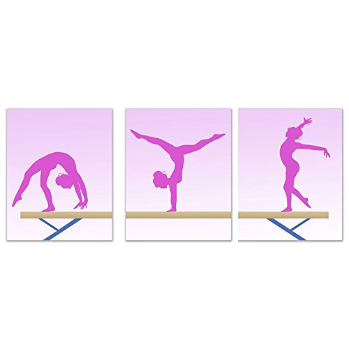 Summit Designs Gymnastics Gymnast Wall Art Decor Prints - Set of 3 (8x10) Inch Unframed Poster Photos - Bedroom  Nursery  Basement  Girls Ladies Gift Idea
