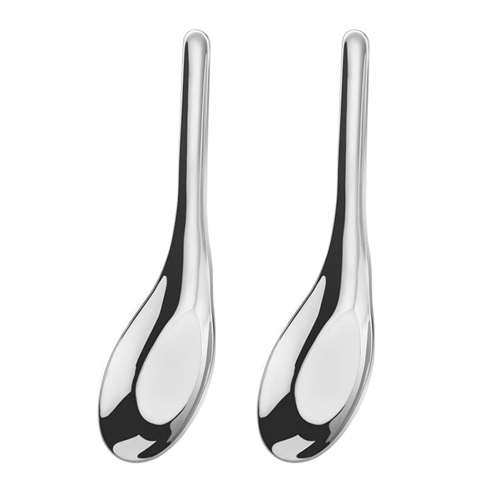 2 Pieces Stainless Steel Soup Spoons Dinner Spoons Soup Spoons Chinese Soup Spoon Asian Soup Spoon Table Spoons Tasting Spoon Fo