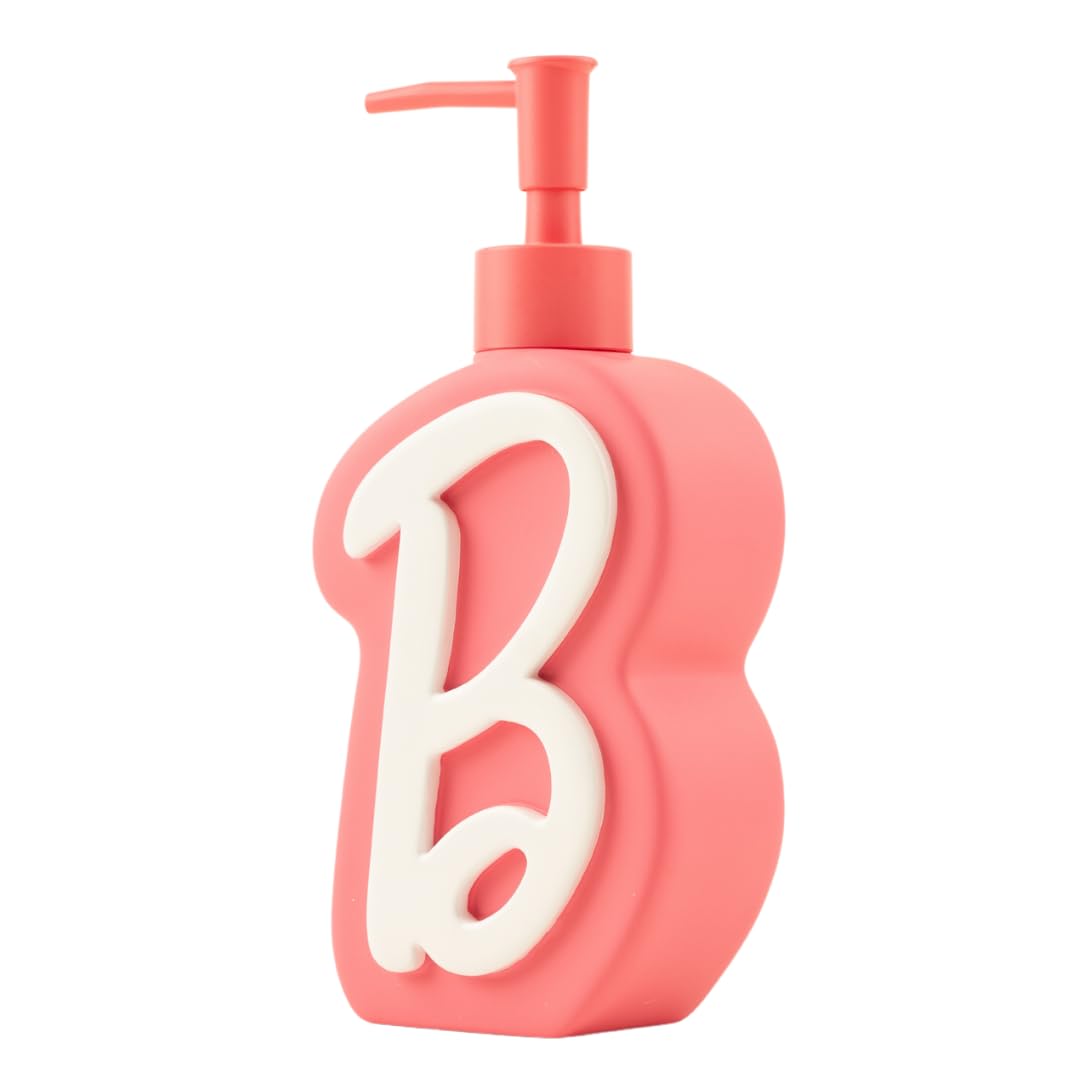 Collectibles Barbie Pink B Monogram Soap/Lotion/Hand Sanitizer Resin Pump Dispenser, 11.69 Ounces, (Officially Licensed Product)