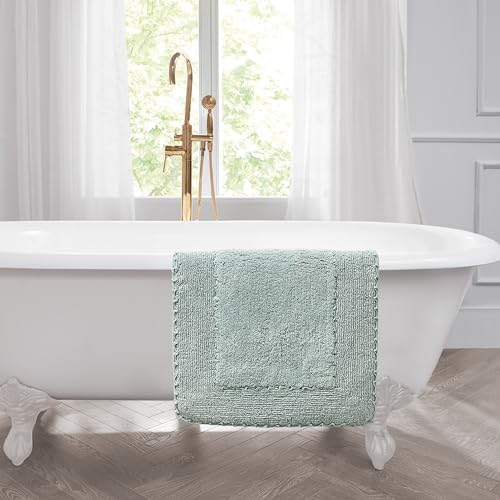 Laura Ashley Ruffle Cotton 20'' X 34'' Bath Rug, Aqua