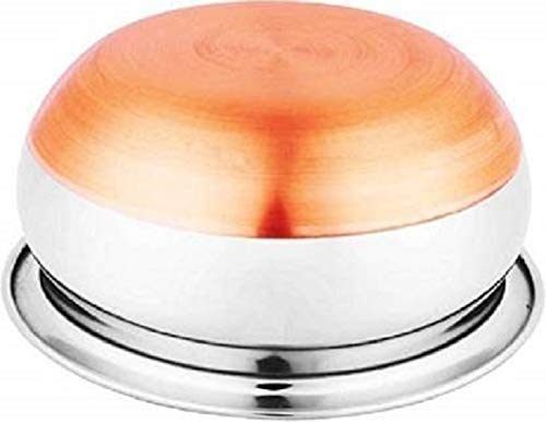 Ksjone Indian Serving Handi 5 Pcs. Set - Copper Bottom 500Ml, 750Ml, 900Ml, 1400 Ml, 1900 Ml. Stainless Steel Cooking Pot Biryan