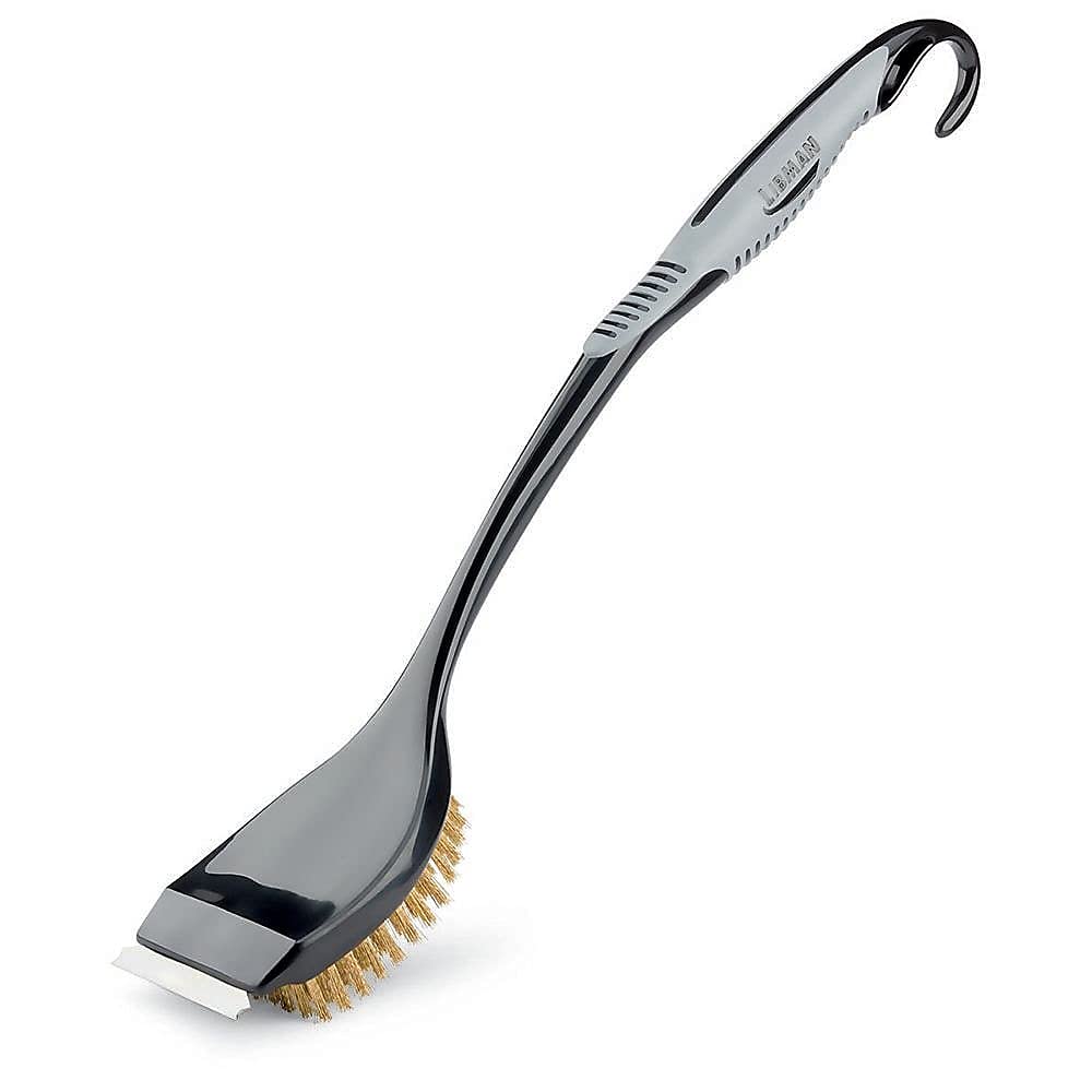 Libman Commercial 529 Long Handle Grill Brush With Scraper, Brass Fibers, 18'' Total Length, Black And Gray (Pack Of 6)