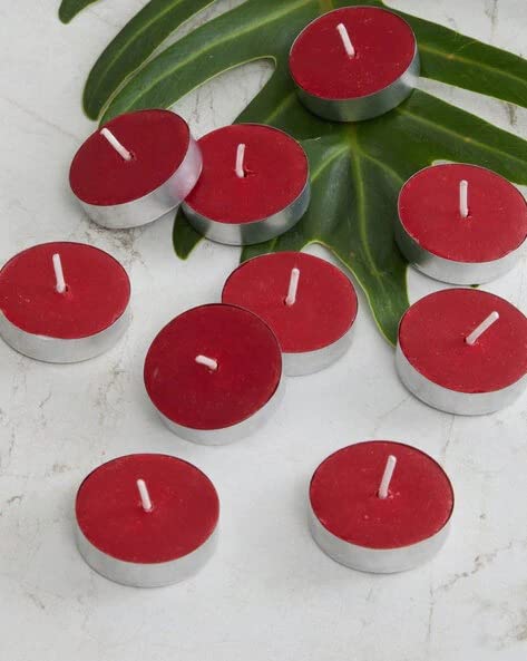 Yathart Multi-Purpose Candles for Home Decorative Smokeless Pack of 50 Pcs Diya Tealight Candle Set (Red, Scented Fragrance, 12g