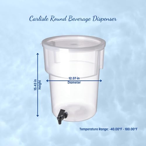 Carlisle FoodService Products Plastic Round Beverage Dispenser  5 Gallons  Translucent