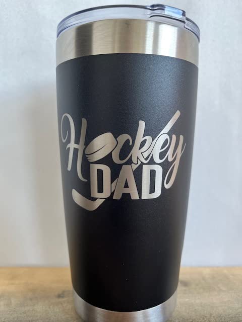 Maverick Advantage Hockey Dad Tumbler - 20 Oz Black Tumbler W/ Sliding Lock Lid - Dad Gift - Hockey Gift
