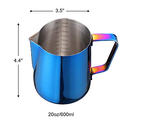 Joytata Milk Frothing Pitcher 20Oz Stainless Steel Pitcher Perfect For Latte Art,Espresso Maker,Cappuccino Maker-18/8 Stainless