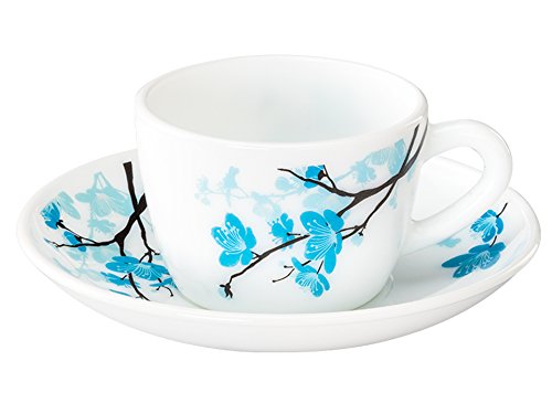 Larah By Borosil Mimosa Cup And Saucer Set, 12Pieces, White