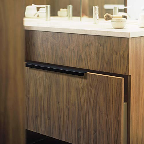 4-Pack Cabinets Drawers Edge Pulls - 10 Overall Length, Black, Concealed Tab Pulls For Kitchen Garage Cabinet Drawers, Pw5018B25