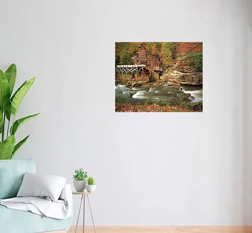 Glade Creek Mill Nature Trees Landscape Wall Decor Art Print Poster (16X20)