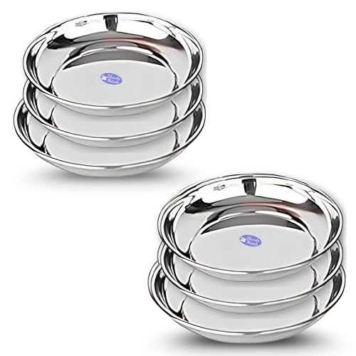 Sharda Metals Stainless Steel Side Serving Small Size Plates 13 Cm For Halwa, Poha, Snacks, Nashta And Kids Appetizers Round Pla