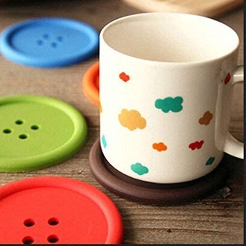 Hetarmi 5 Silicone Button Shaped Placemat Heat Resistant Coaster Set for Tea Coffee Cup Mugs,Put On Mat Coffee Tea & Other Hot O