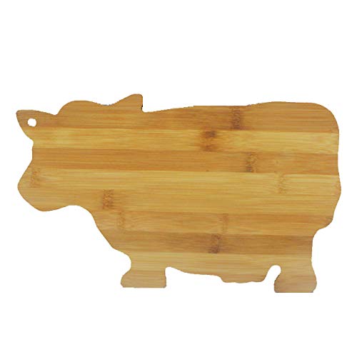 JB Home Collection 4576, Bamboo Wood Cow Cutting Board Cow Shaped Serving Board 13.5 x 9