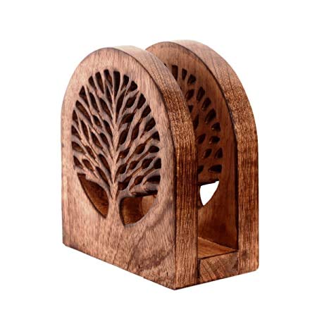 M.A Wooden Napkin Holder Tree Of Life Wooden Tissue Paper Holder With Full Size Decorative Napkin Stand Tissue Paper Organizer F