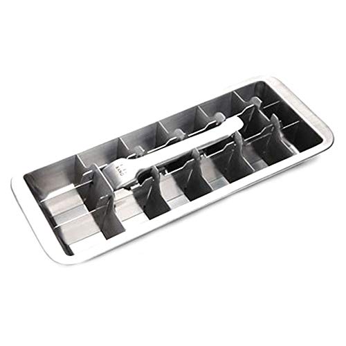 Qulse Lever-Style Ice Tray, 2 In 1 Steel Ice Making And Ice Cracker (Stainless Steel)