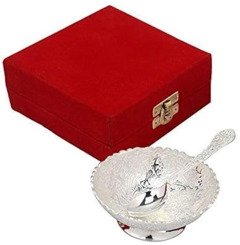 Interlife Gift Studio Metal Floral Dessert Bowl  0.10 Liter, 2 Piece, Silver