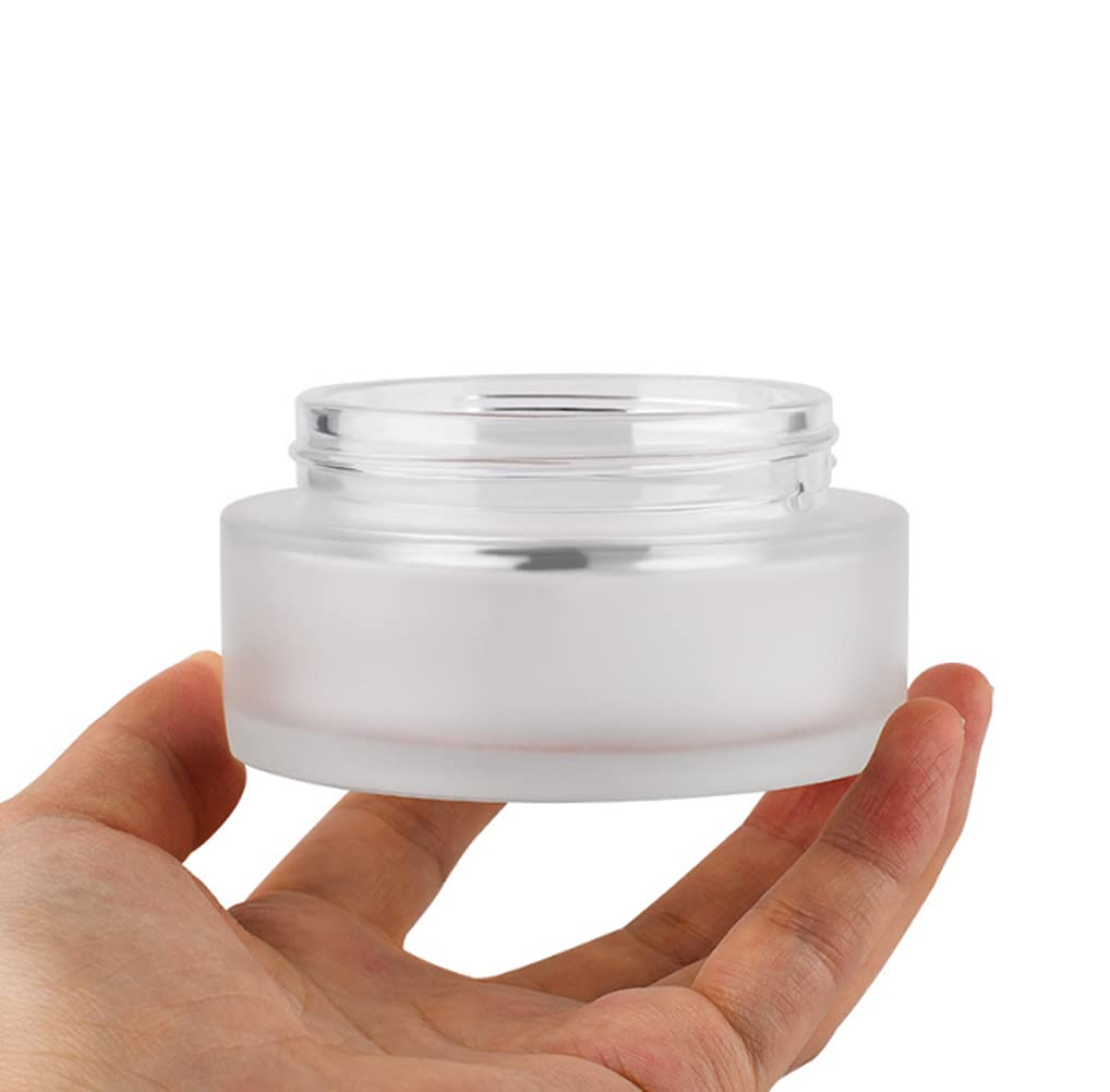100G 100Ml Frosted Glass Cream Jar Cosmetic Container With Inner Liners And Natural Bamboo Lids Refillable Straight Sided Glass