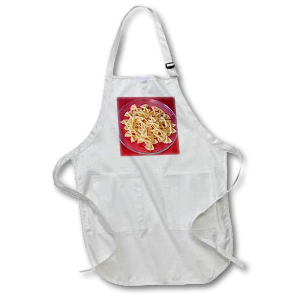3dRose apr_30725_1 Bow Tie Pasta-Full Length Apron with Pockets, 22 by 30-Inch, White
