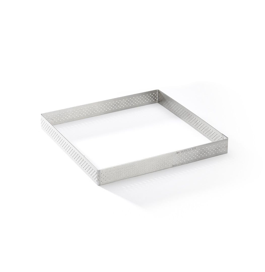 De Buyer Perforated Square Tart Ring - 8    X 8    X 0.8    - Perfect For Baking Beautifully Crisp Tarts - Easy To Use & Clean -
