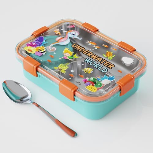 Medallix Stainless Steel 3 Compartment Tiffin, Durable & Portable Leak Proof Lunch Box For School, College, Office, Travel, Bpa 