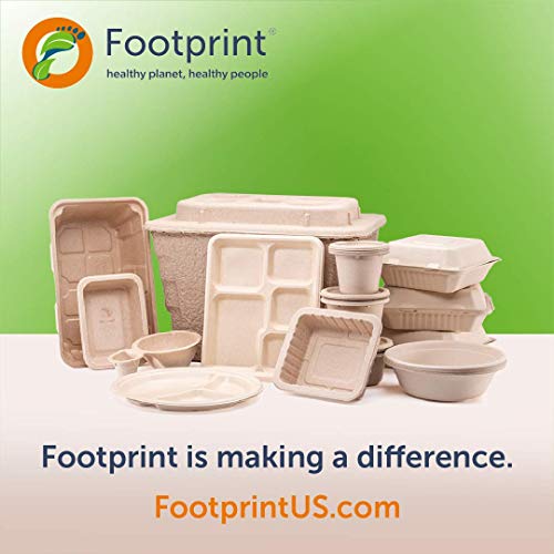 Footprint Eco-Friendly 200 Pack Fiber 9    3-Cavity Take Out Food Containers With Clamshell Hinged Lid (Natural Look) - Biodegra