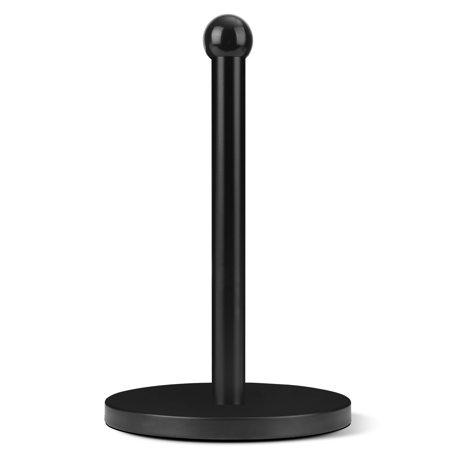 Paper Towel Holder, Black Kitchen Paper Towels Holder Stand, Stainless Steel Paper Towel Holder -Weighted Base, Non-Slip Protect