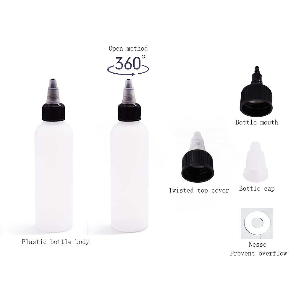 Uyuxxu 20 Pack 4Oz Boston Squeeze Bottles,Clear Dispensing Bottles With Twist Top Cap,Plastic Squeeze Bottles For Crafts,Kitchen