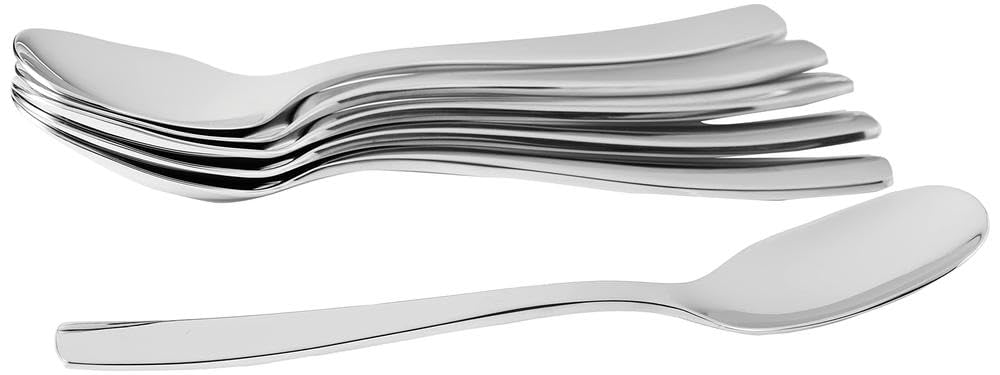 A Di Alessi ''Knifeforkspoon'' 6 1/2-Inch Dessert Spoon, Mirror Polish, Set Of 6