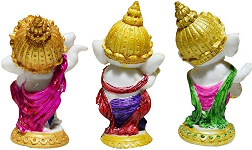 Gw Creations Ganesha Home Decor Ideal Gift To Your Loved Ones (Pack Of 3)Ganesh Showpiece For Car Ganesh Showpiece Online Ganesh