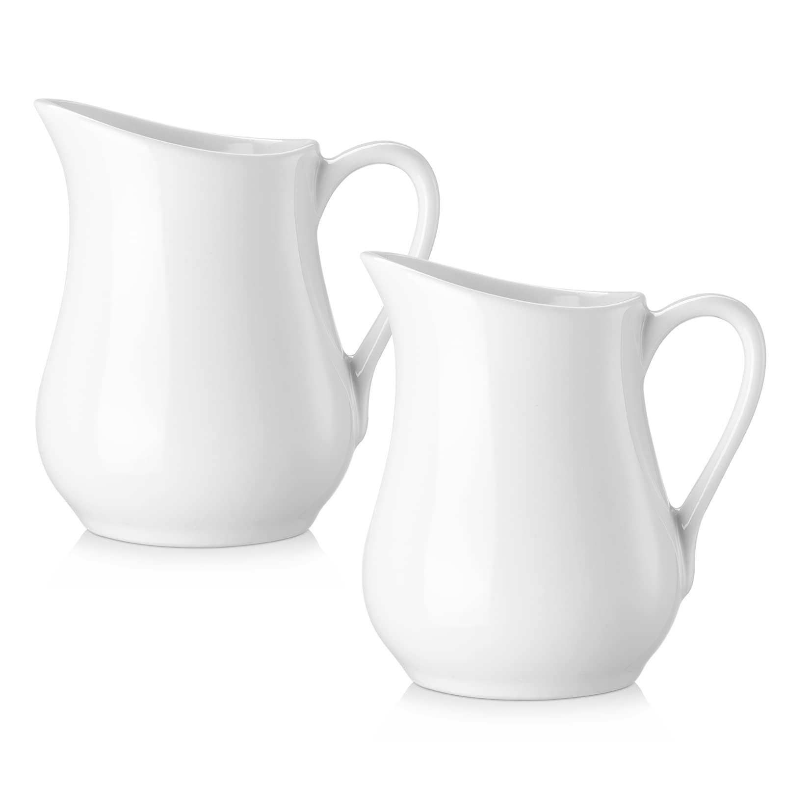 Gurygo 2 Oz (Set/2) Creamer Pitcher With Handle,Small Classic White Fine Porcelain Creamer Pitcher, Small Pitcher For Coffee Mil