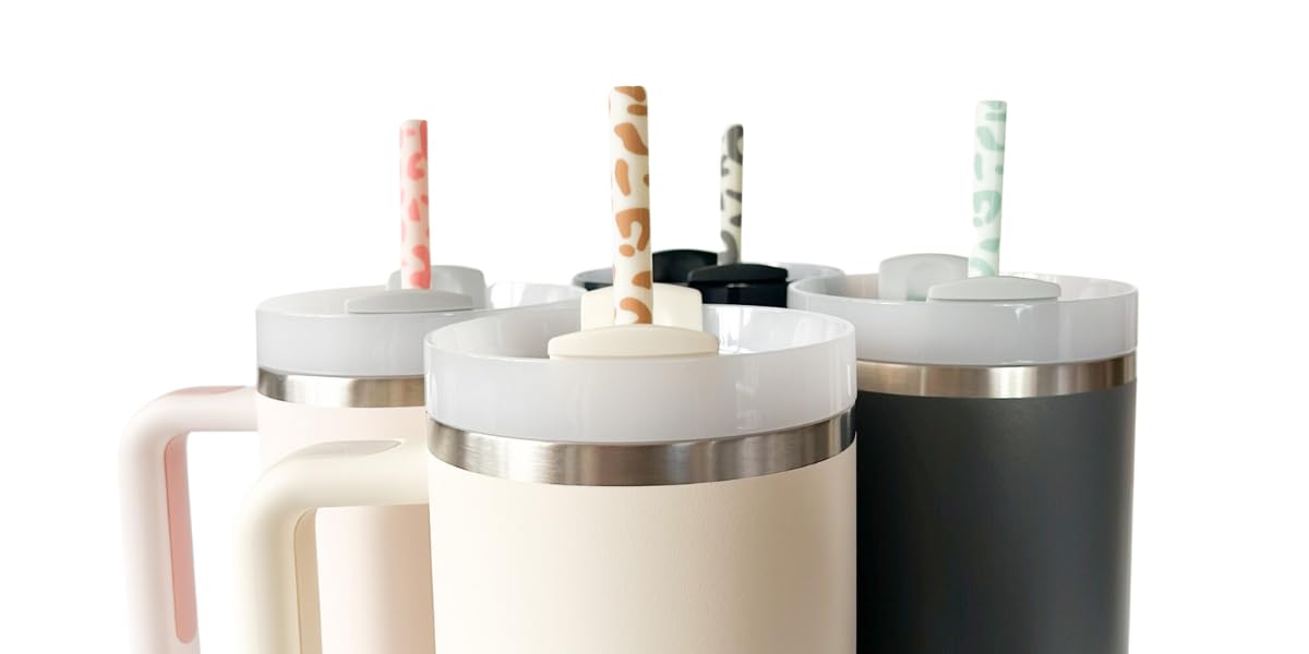 Brittyland 40Oz Replacement Straws - 4 Pack | 40Oz Tumbler Leopard Straws, Cheetah Straws, Iced Coffee Straws, Extra Long Straws
