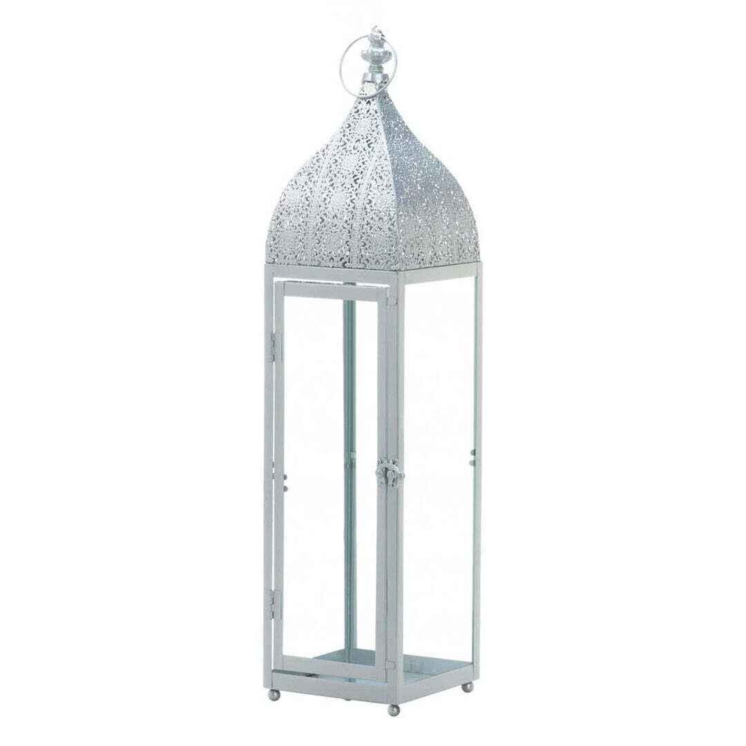 Accent Plus 10018512 Large Silver Moroccan Style Lantern, Multicolor