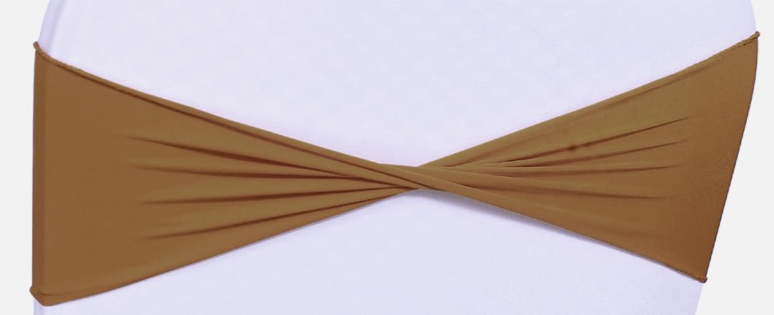 MDS 100 Pack Spandex Chair Sashes Elastic Chair Bands Plain No Buckle - Universal Fit Stretch Bands for Christmas Party, Wedding