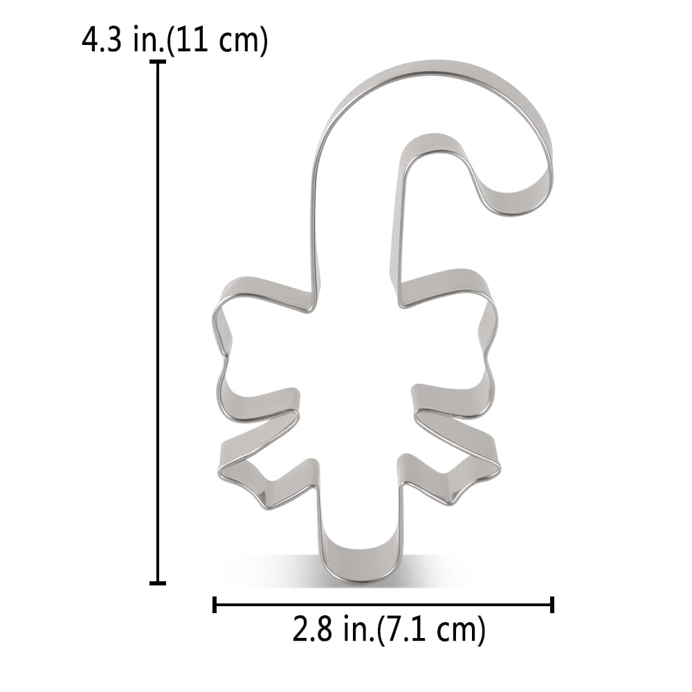 Liliao Christmas Candy Cane With Bow/Ribbon Cookie Cutter - 2.8 X 4.3 Inches - Stainless Steel
