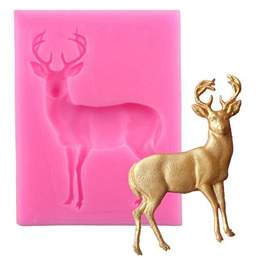 Tvoip 2Pcs Christmas Deer Silicone Mold Fondant Cake Chocolate Cookie Decorating Mould Cake Tools New