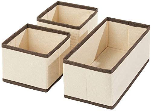 The White Owl Co. Storage Box Set Of 3 Rectangular Closet Dresser Drawer Organizer Cube Basket Bins Containers Divider With Draw