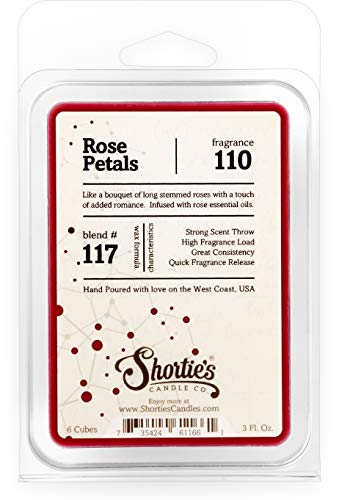 Shortie's Candle Company Rose Petals Wax Melts - Formula 117-1 Highly Scented 3 Oz. Bar - Made with Natural Oils - Flower & Flor