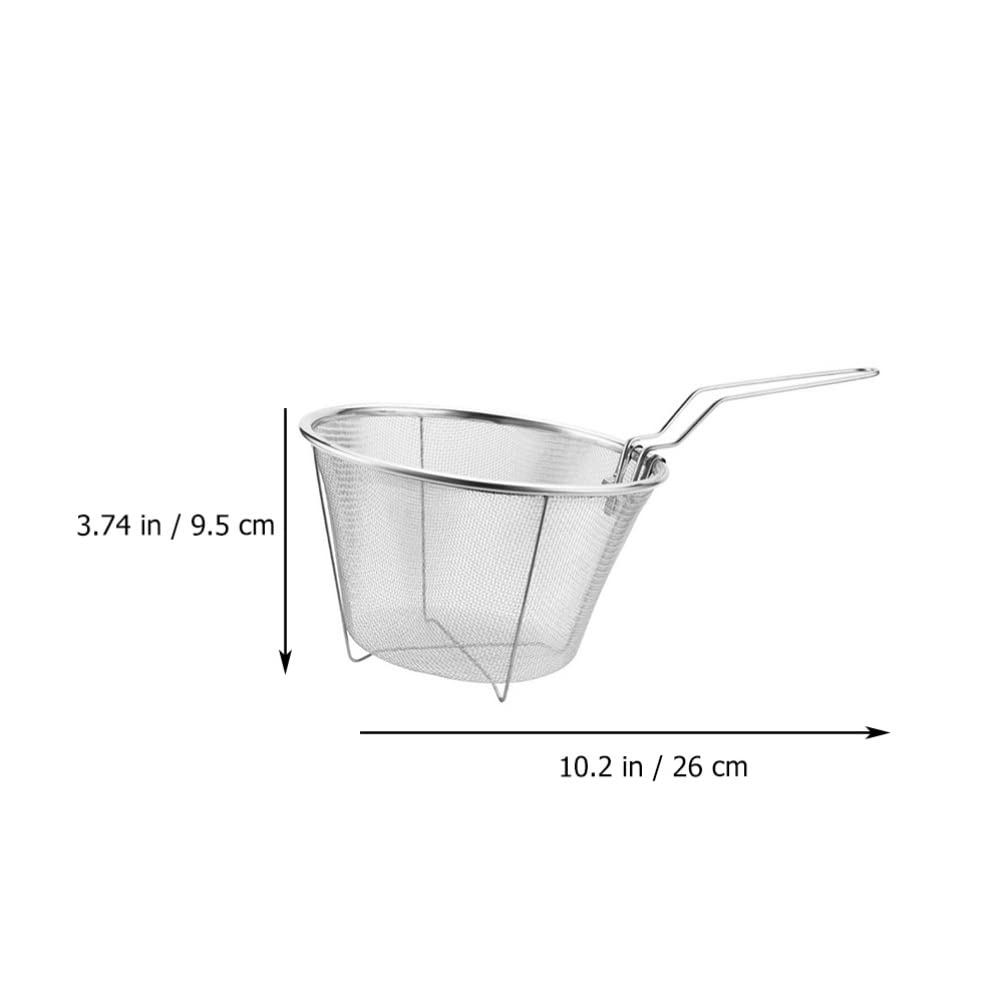 Kichvoe 2pcs Stainless Steel Mesh Strainer Basket Set - 15CM, Silver, Perfect for Noodles and Fried Foods