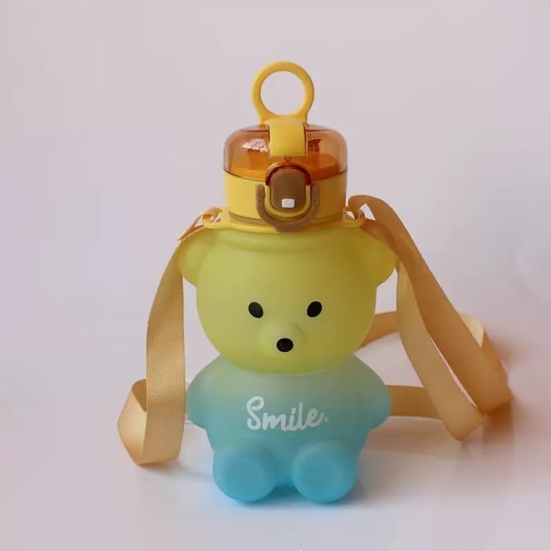 ijdsopr The cute bearshaped water bottle with a hanging rope and a straw. It is leakproof, lightweight, safe and durable, suit
