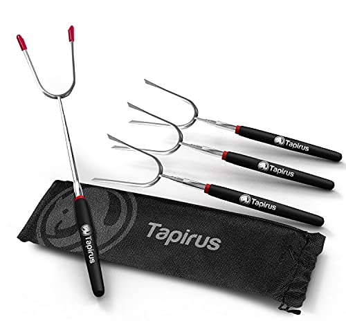 Tapirus Marshmallow Roasting Sticks  Set Of 4 Extra Long Retractable Campfire Sticks  Protect Kids With Insulated Handles  Exten