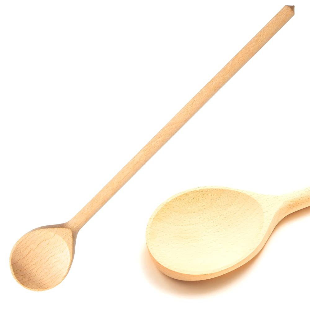 Mr.Woodware Wooden Kitchen Utensils- 24 Inch Long Handle Beech Wood Wok Spatula And Cooking Spoon - 2 In 1 Wooden Cooking Utensi