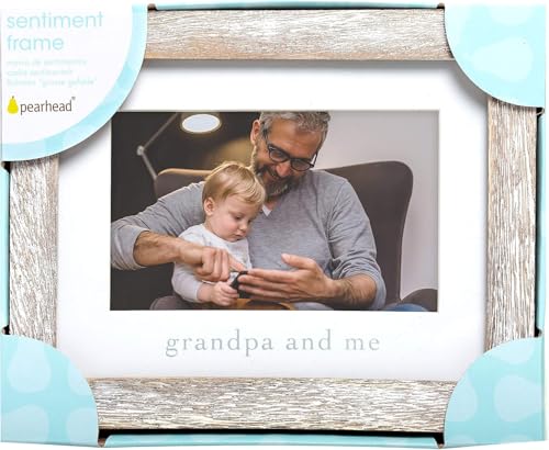 Pearhead Grandpa and Me Rustic Picture Frame, Gender Neutral Nursery Decor, Farmhouse Style Wall or Tabletop Display, Gift for N