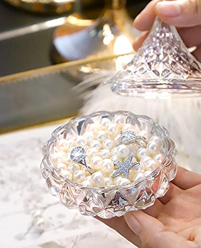 Mini Crystal Glass Candy Dish With Lid Small Covered Candy Bowl Crystal Candy Jar Candy Box Sugar Bowl Food Jewelry Box Storage