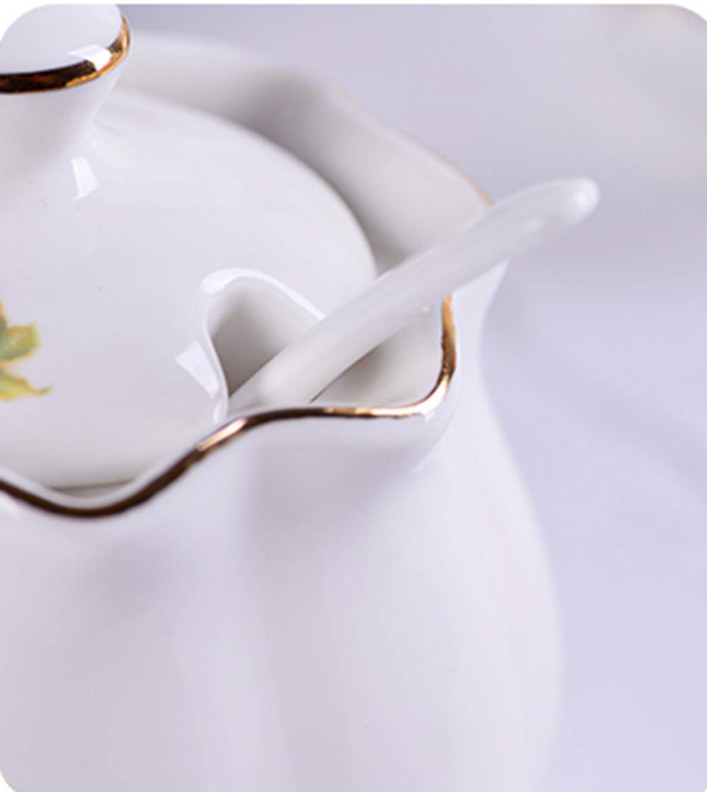 Mozacona Ceramics Retro Flower Sugar Bowl Spice Jar Storage Seasoning Pot With Lid Spoon