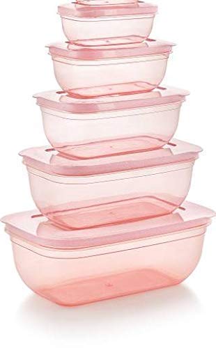 Niralasa 5 Pcs Rectangle Bpa Free Plastic Kitchen Storage Jars Containers Canisters Set For Refrigerator. [ Capacity : 150 Ml, 