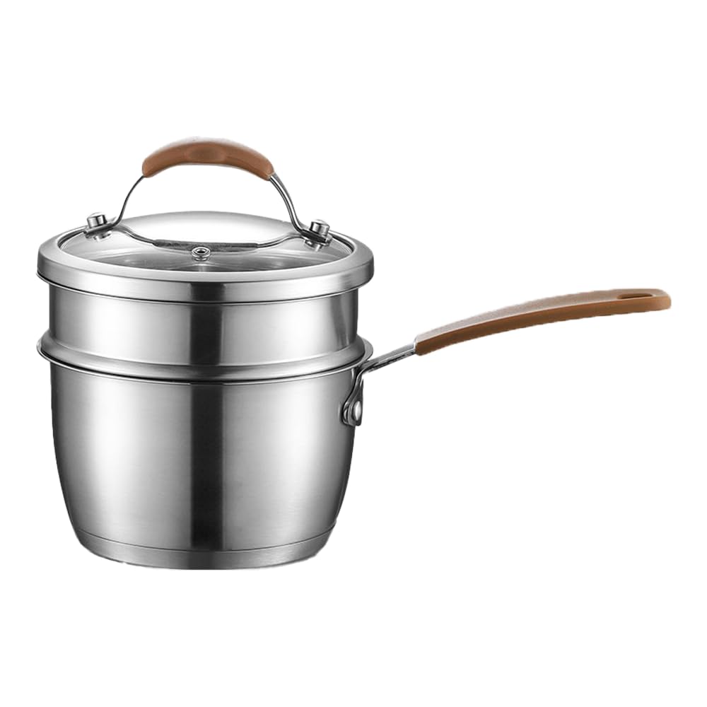 1 Quart Qt Saucepan With Steamer Basket, Stainless Steel Triply Cooking Pot Milk Sauce Pans, for Induction/Gas/Electric/Ceramic