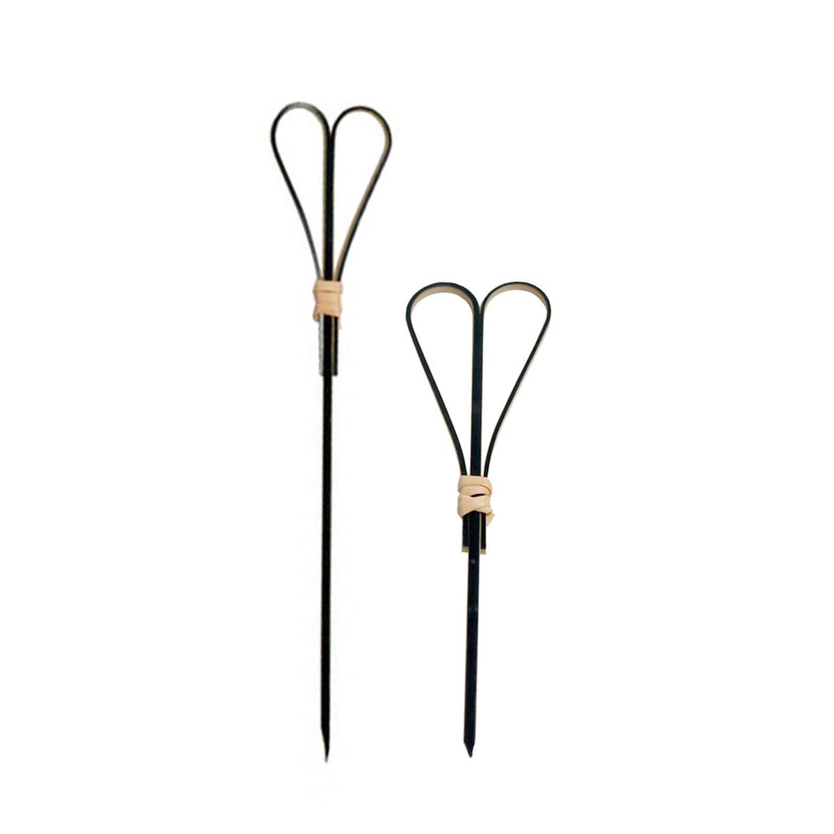 Packnwood 209Bbfotsy15 - Heart-Shaped Bamboo Picks - Black Bamboo Skewer With Looped Heart Design - Natural Bamboo Picks Appetis