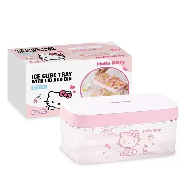 For Kitty Cute Silicone Ice Molds,Comes with ice storage box, Cartoon Cat Sealed Ice Mold with Lid, Silicone Candy Molds, Birthd