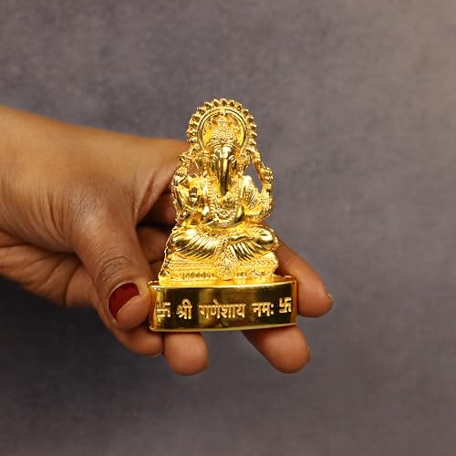 Spillbox Gold Plated God Statue Showpiece For Home Office Figurine Religious Pooja Gift Living Room Decoration Home Dcor (Ganesh